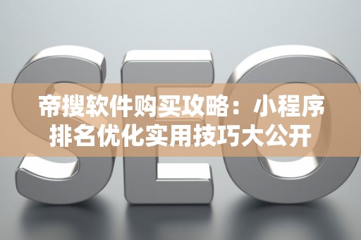 帝搜软件购买攻略：小程序排名优化实用技巧大公开